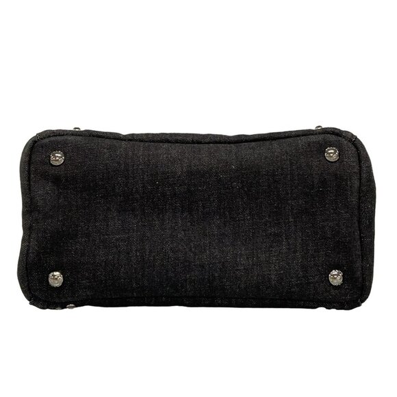 Auth PRADA Canapa BN2439 Black Denim Tote Bag - Picture 6 of 15